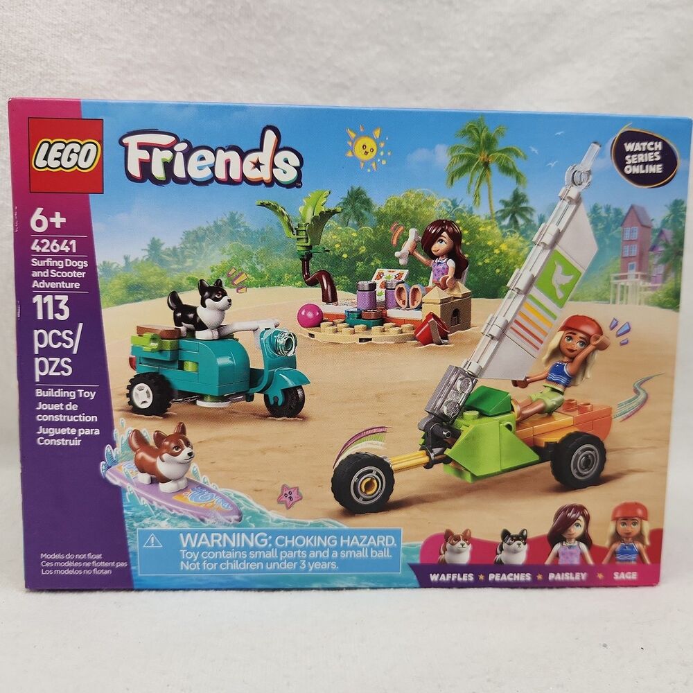 LEGO FRIENDS Surfing Dogs and Scooter Adventure 42641 Retired 113 Pcs 4 Figs NEW